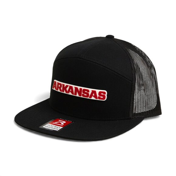Arkansas Razorbacks ARKANSAS Red 3D Snapback Seven-Panel Trucker Hat- Black - Picture 2 of 3